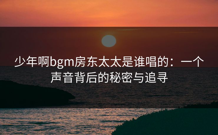 少年啊bgm房东太太是谁唱的：一个声音背后的秘密与追寻