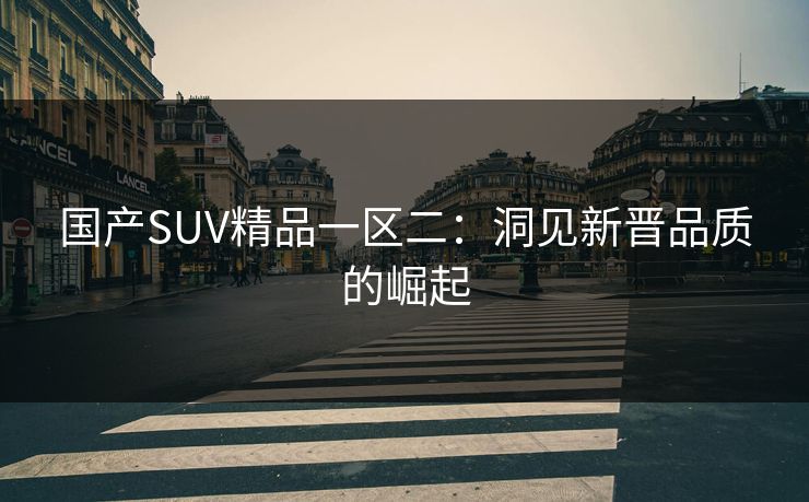 国产SUV精品一区二：洞见新晋品质的崛起