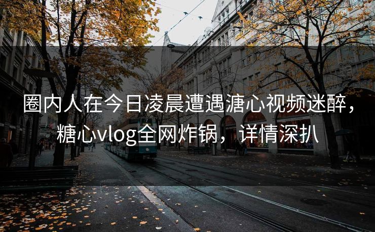 圈内人在今日凌晨遭遇溏心视频迷醉，糖心vlog全网炸锅，详情深扒